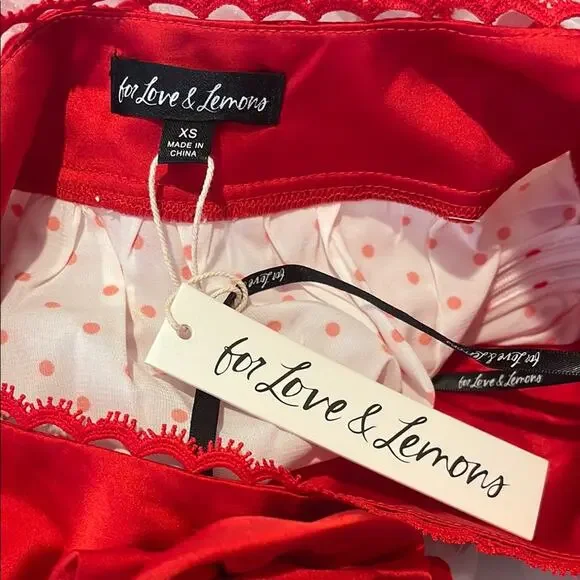 FOR LOVE & LEMONS Rhoda Polkadot Puff Sleeve Sheer Midi Dress Size XS - Picture 8 of 9